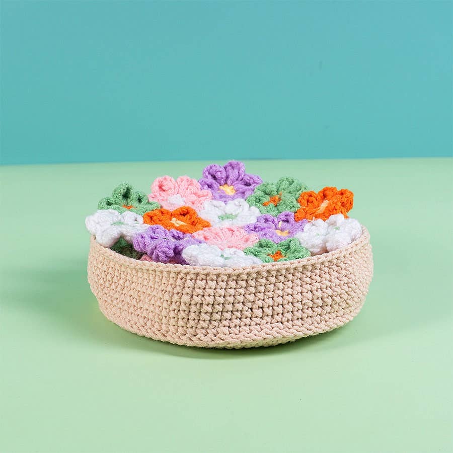 Crochet Colorful Flowers Coaster Set, Cute Drink Coaster Set