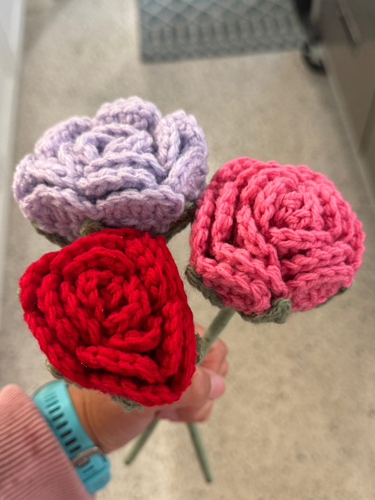 Crochet Rose Trio