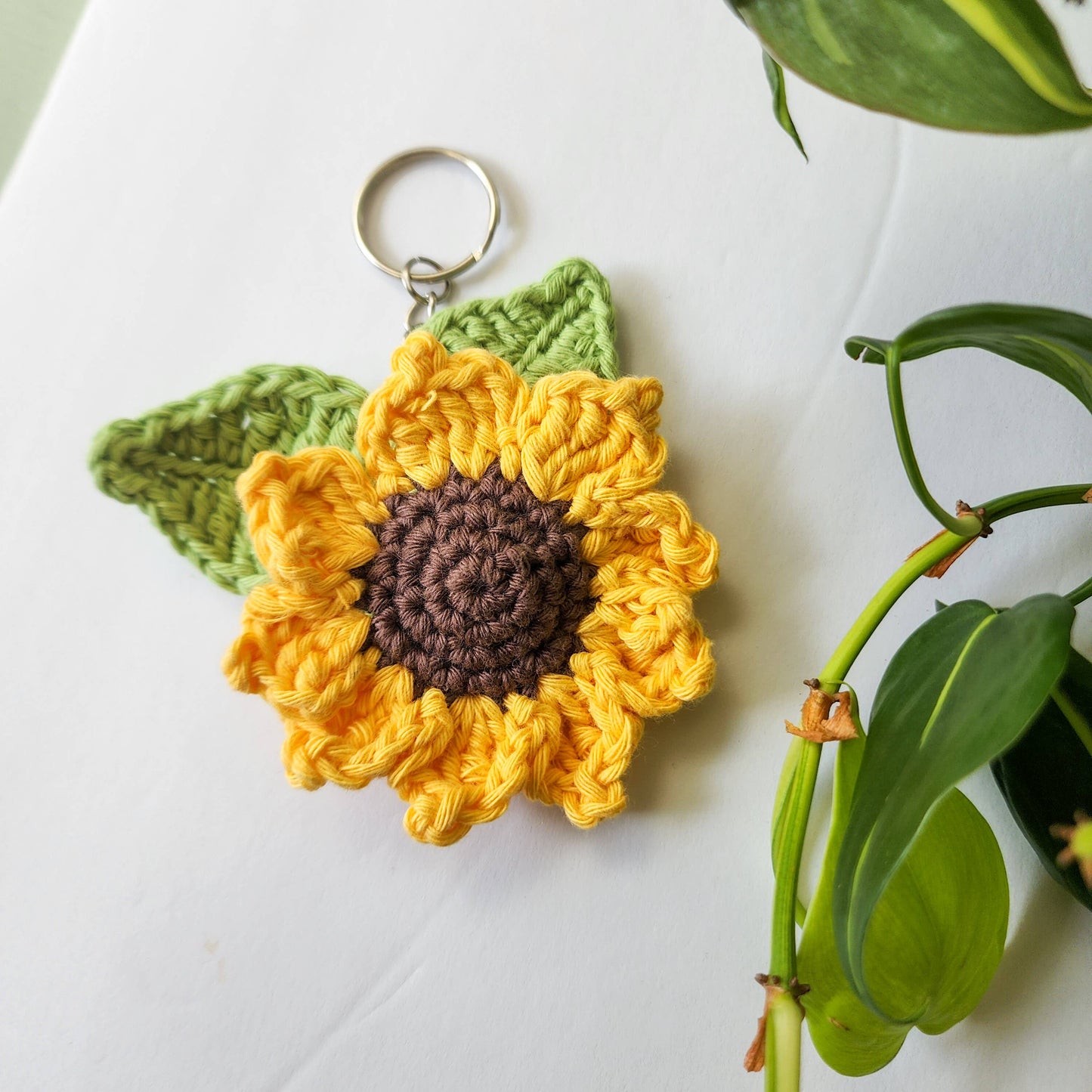 Colorful Sunflower Keychains | Handwoven Crocheted keyring