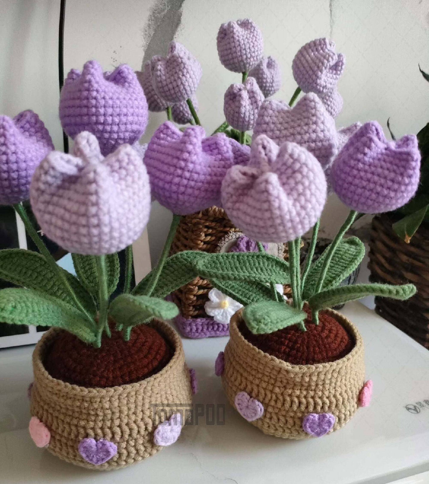 Crochet Tulip Flower Pot