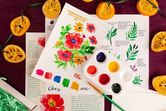 Wildflower Bouquet Flower DIY Painting Watercolor Mini Kit