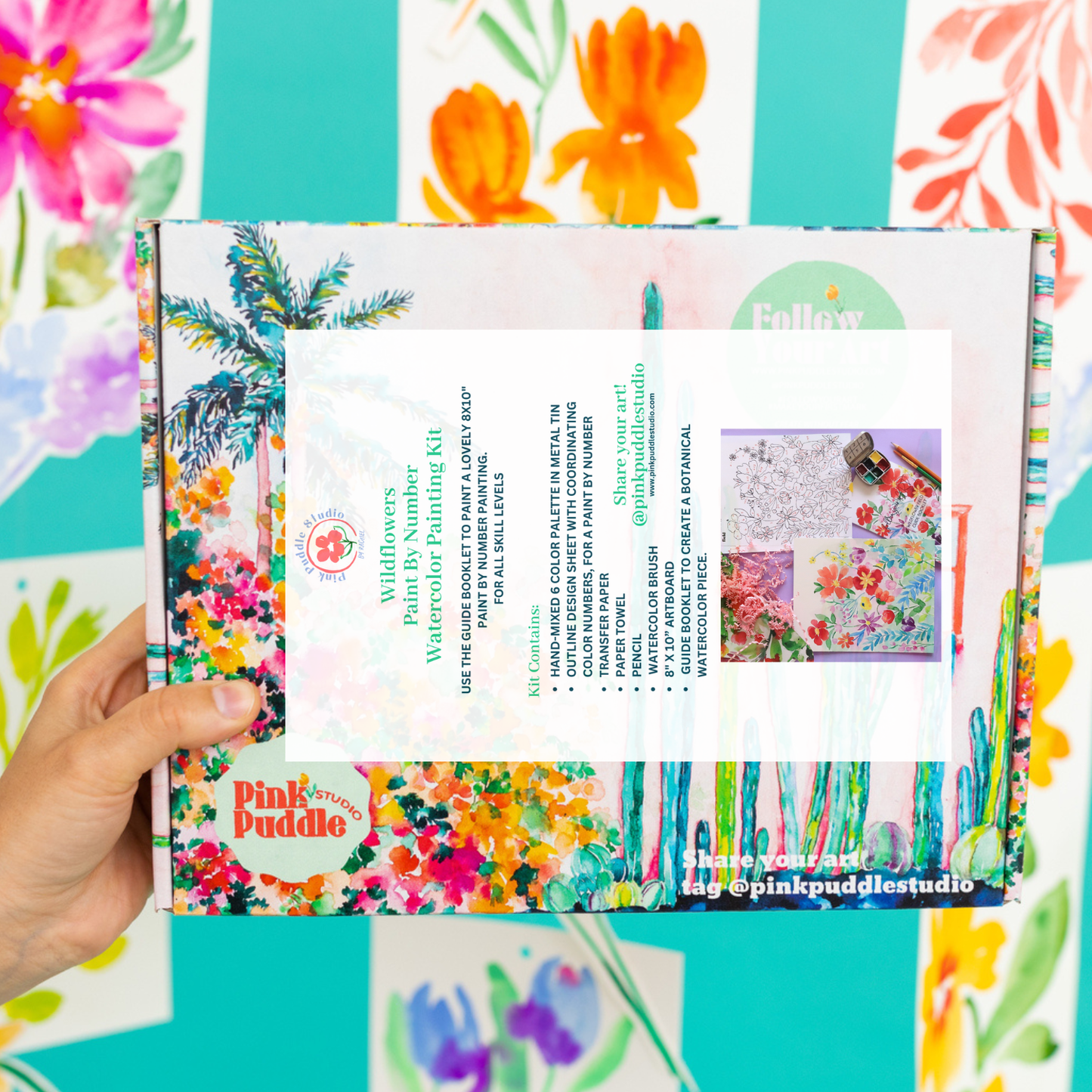 Wildflower Painting Watercolor Paint by Number DIY Kit
