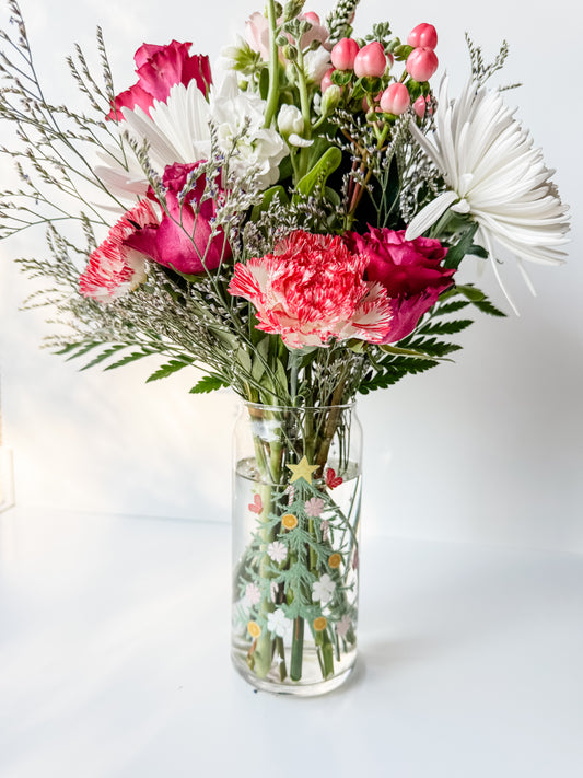 Holiday vase + flowers