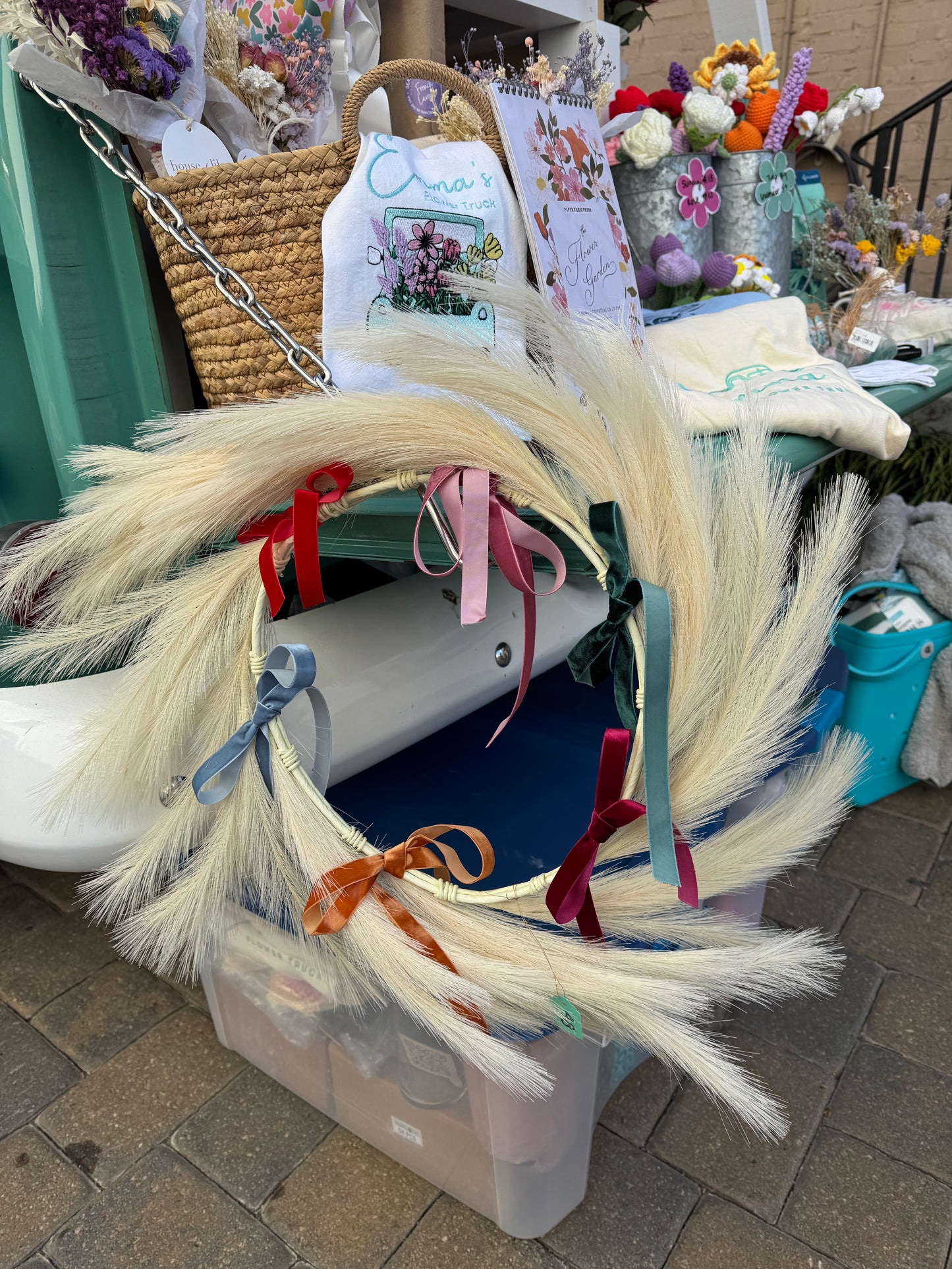 Velvet bow wreath