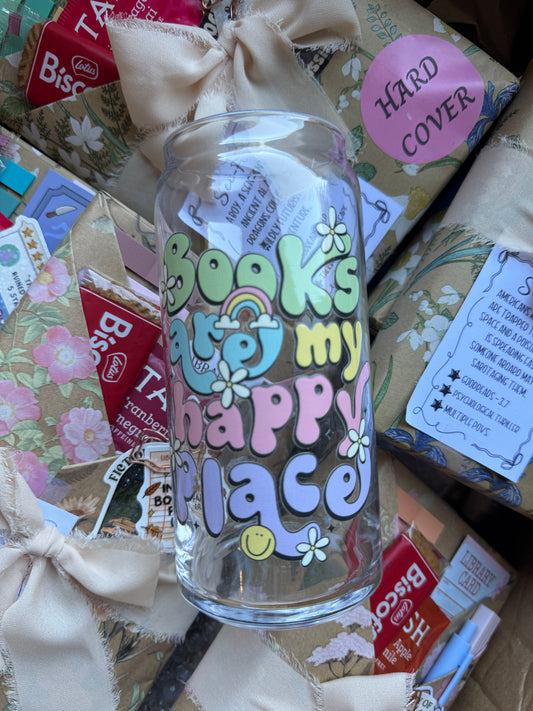 Books Are My Happy 20oz Glass Cup