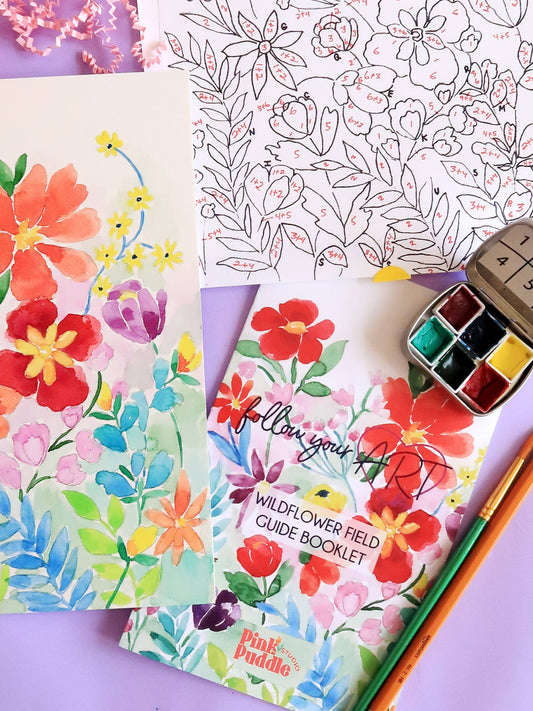 Wildflower Painting Watercolor Paint by Number DIY Kit