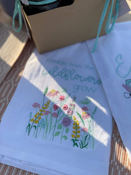 Wildflowers Embroidered Hand Towel