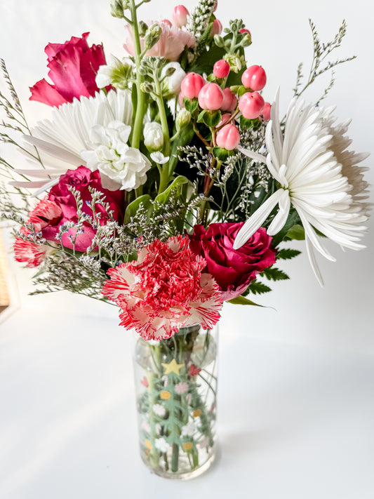 Holiday vase + flowers