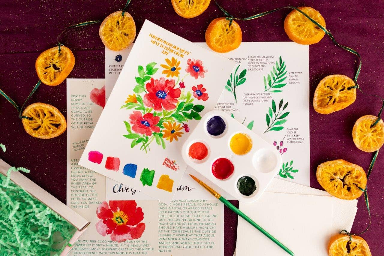 Wildflower Bouquet Flower DIY Painting Watercolor Mini Kit