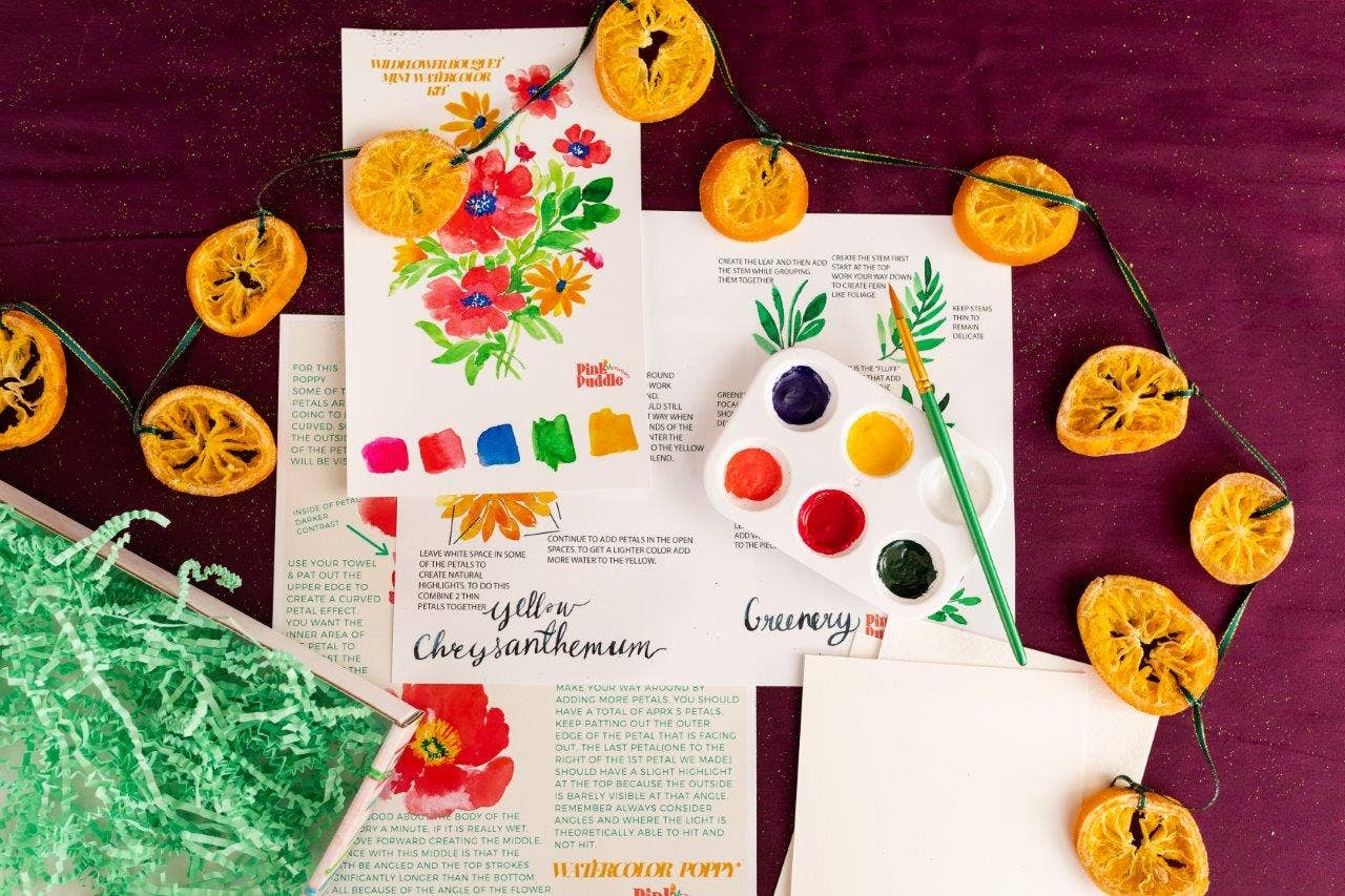 Wildflower Bouquet Flower DIY Painting Watercolor Mini Kit