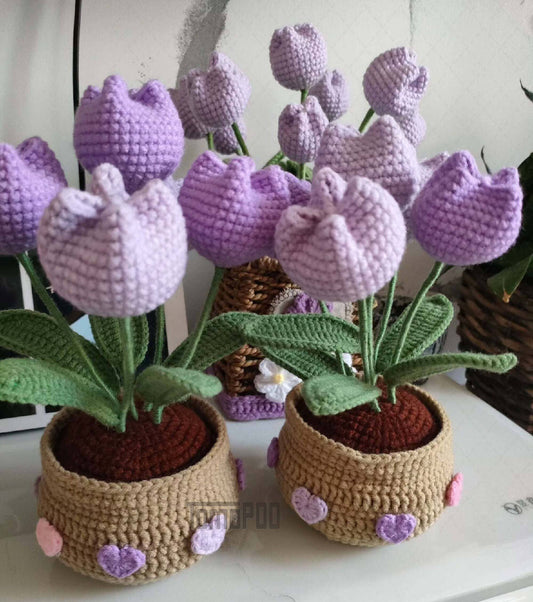 Crochet Tulip Flower Pot