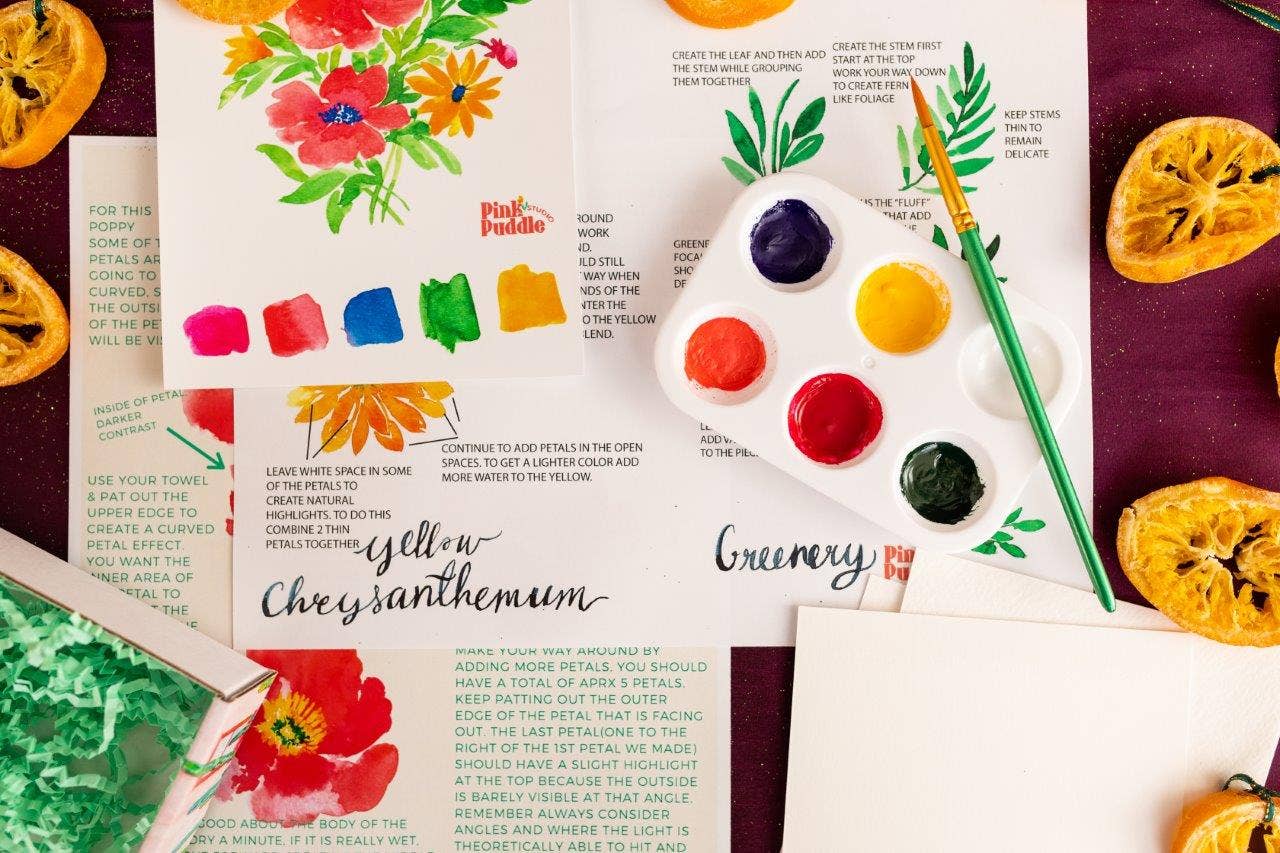 Wildflower Bouquet Flower DIY Painting Watercolor Mini Kit
