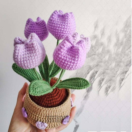 Crochet Tulip Flower Pot