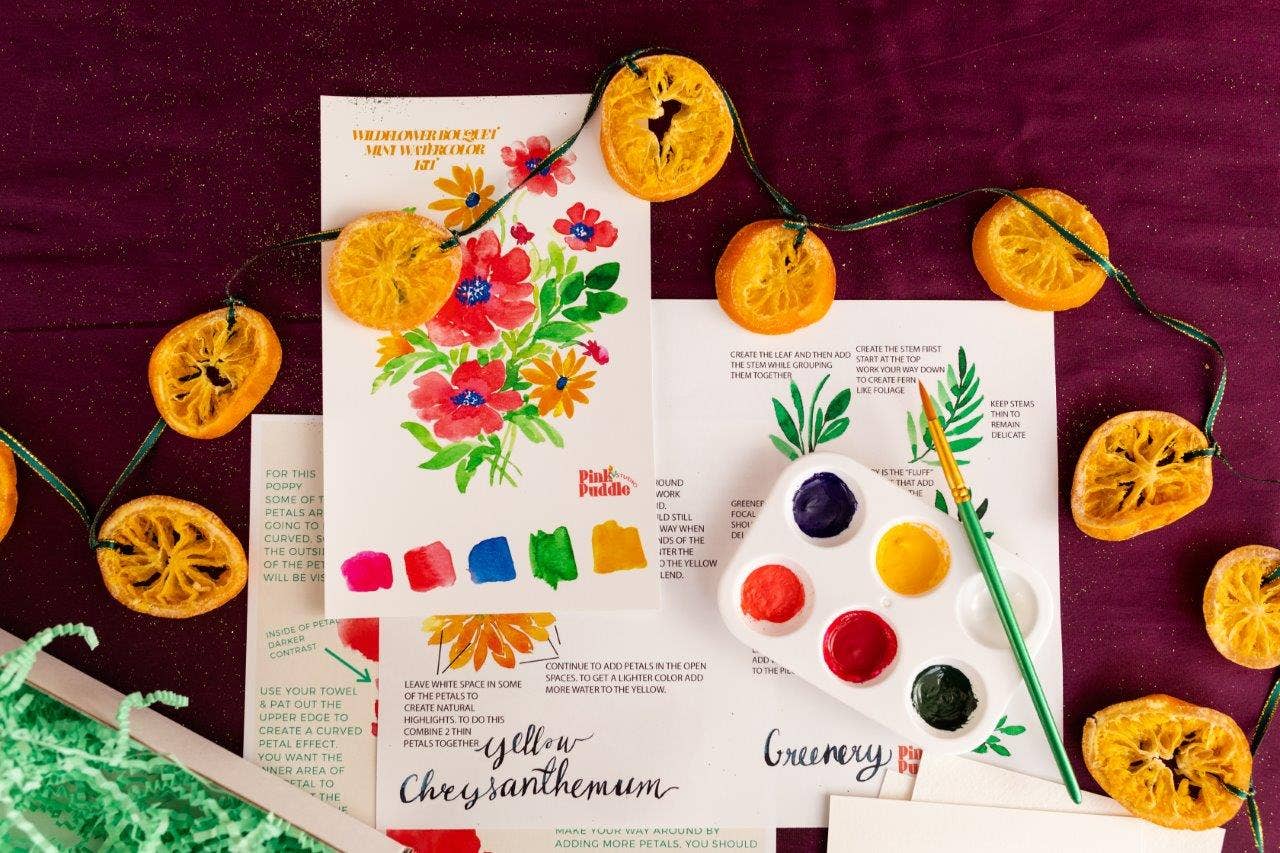 Wildflower Bouquet Flower DIY Painting Watercolor Mini Kit